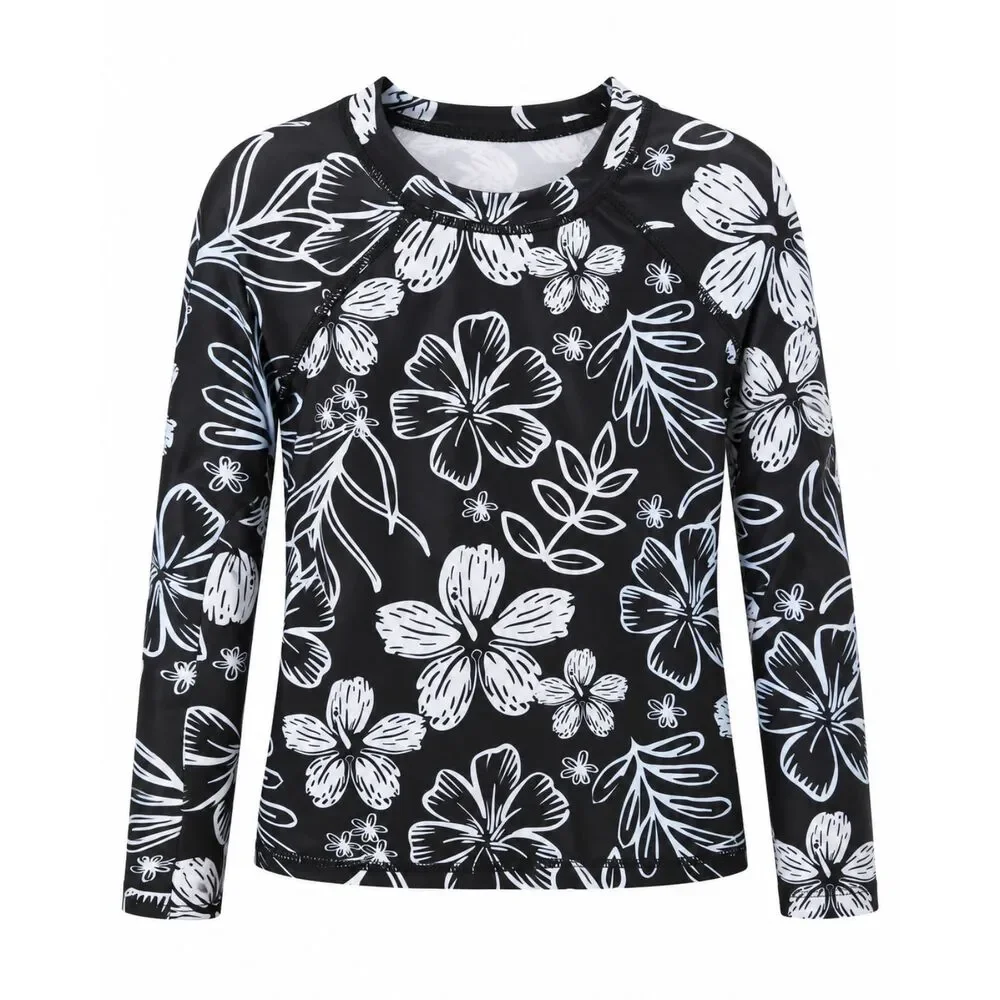 M 7/8 - Wonder Nation Girls 2-Piece Rash Guard and Swim Bottoms.